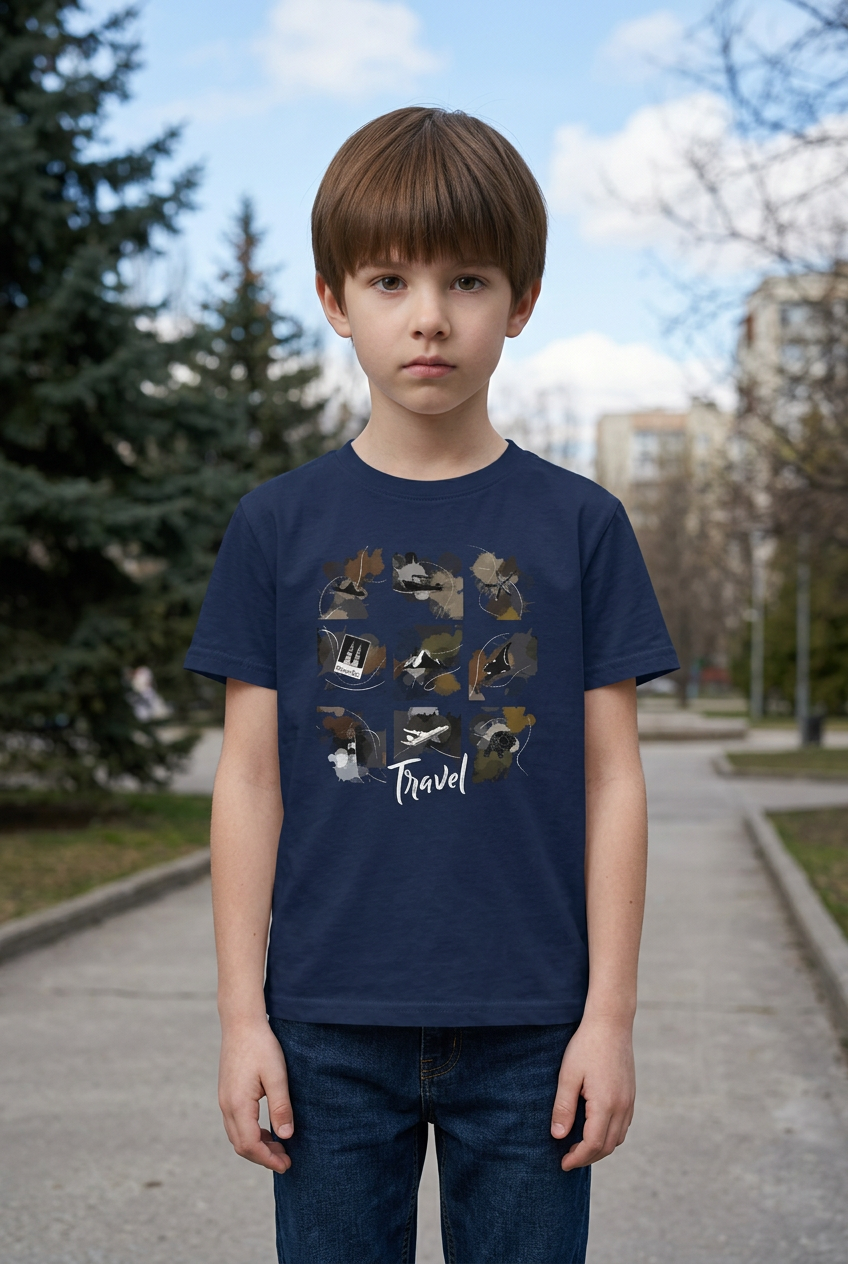 Klasické dětské tričko Fragments of Travel  Dark Unisex