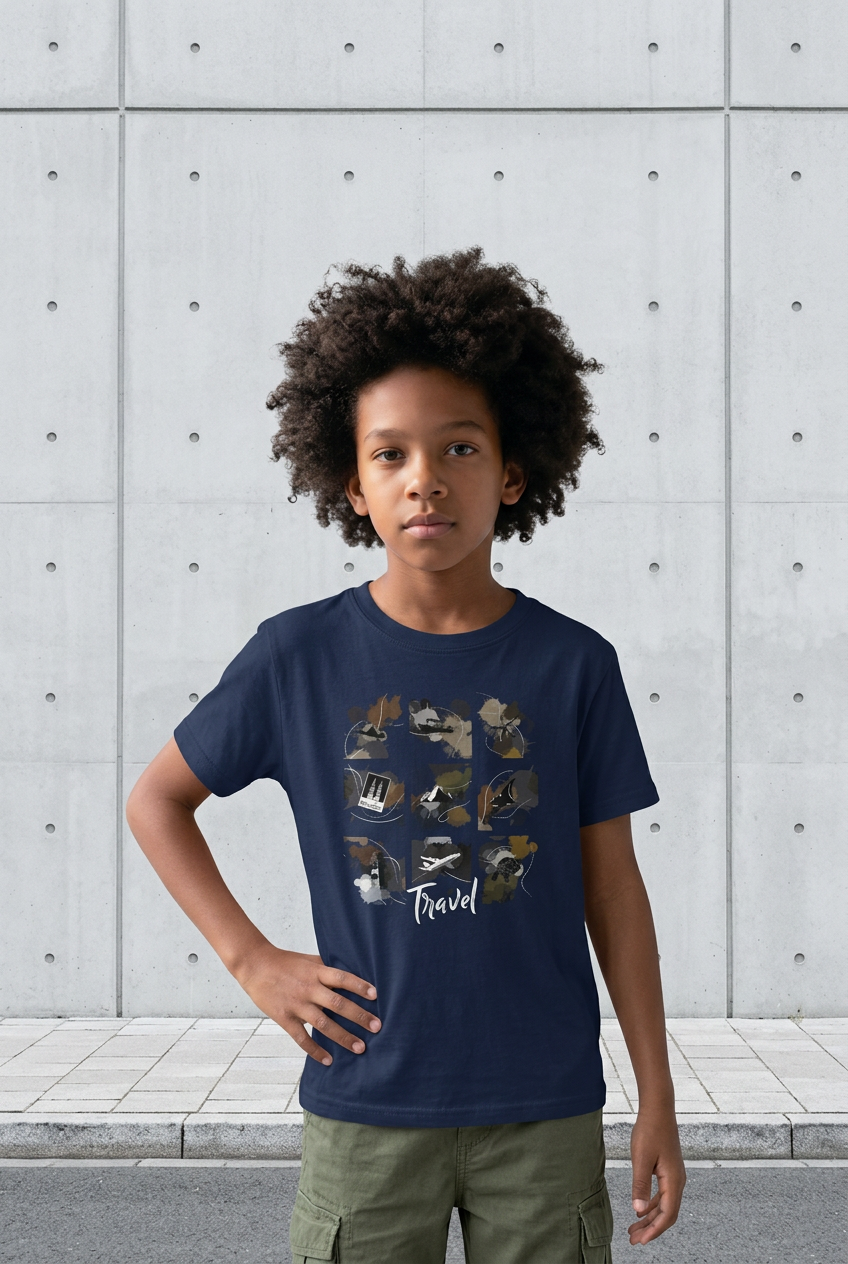 Klasické dětské tričko Fragments of Travel  Dark Unisex