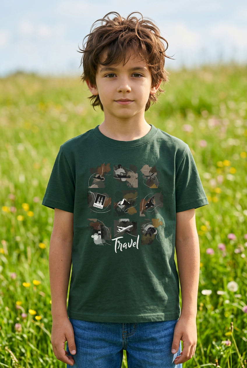 Klasické dětské tričko Fragments of Travel  Dark Unisex