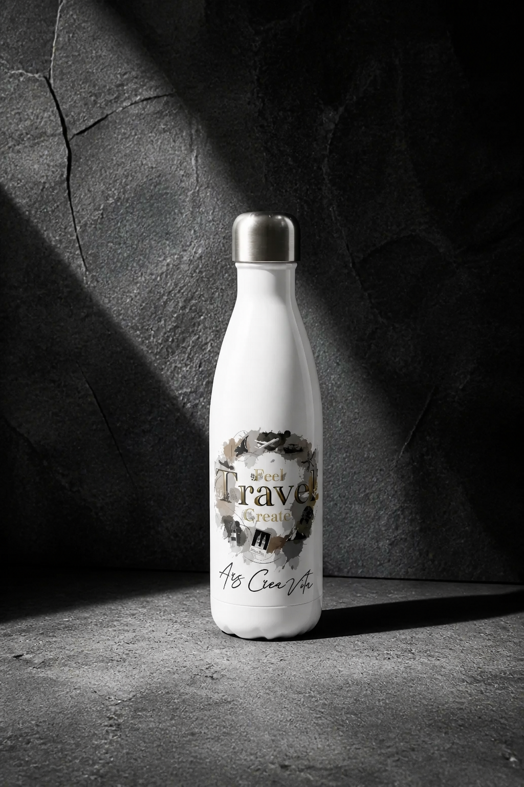Bílá nerezová láhev na vodu (cca 500 ml) Travel