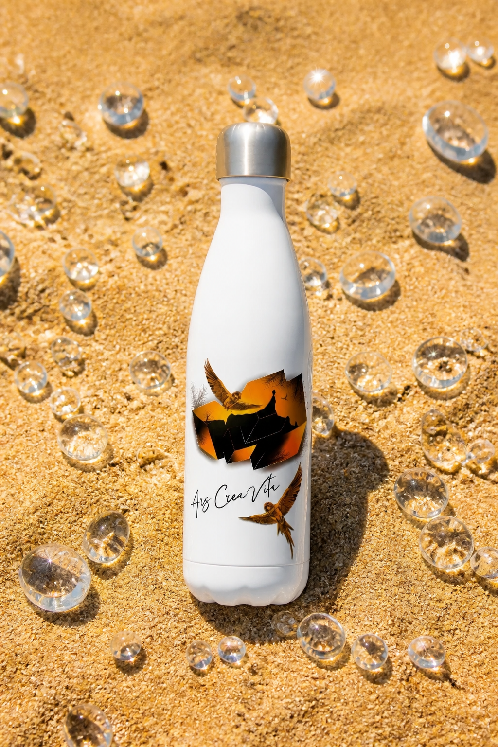 Bílá nerezová láhev na vodu (cca 500 ml) Sunset Echo