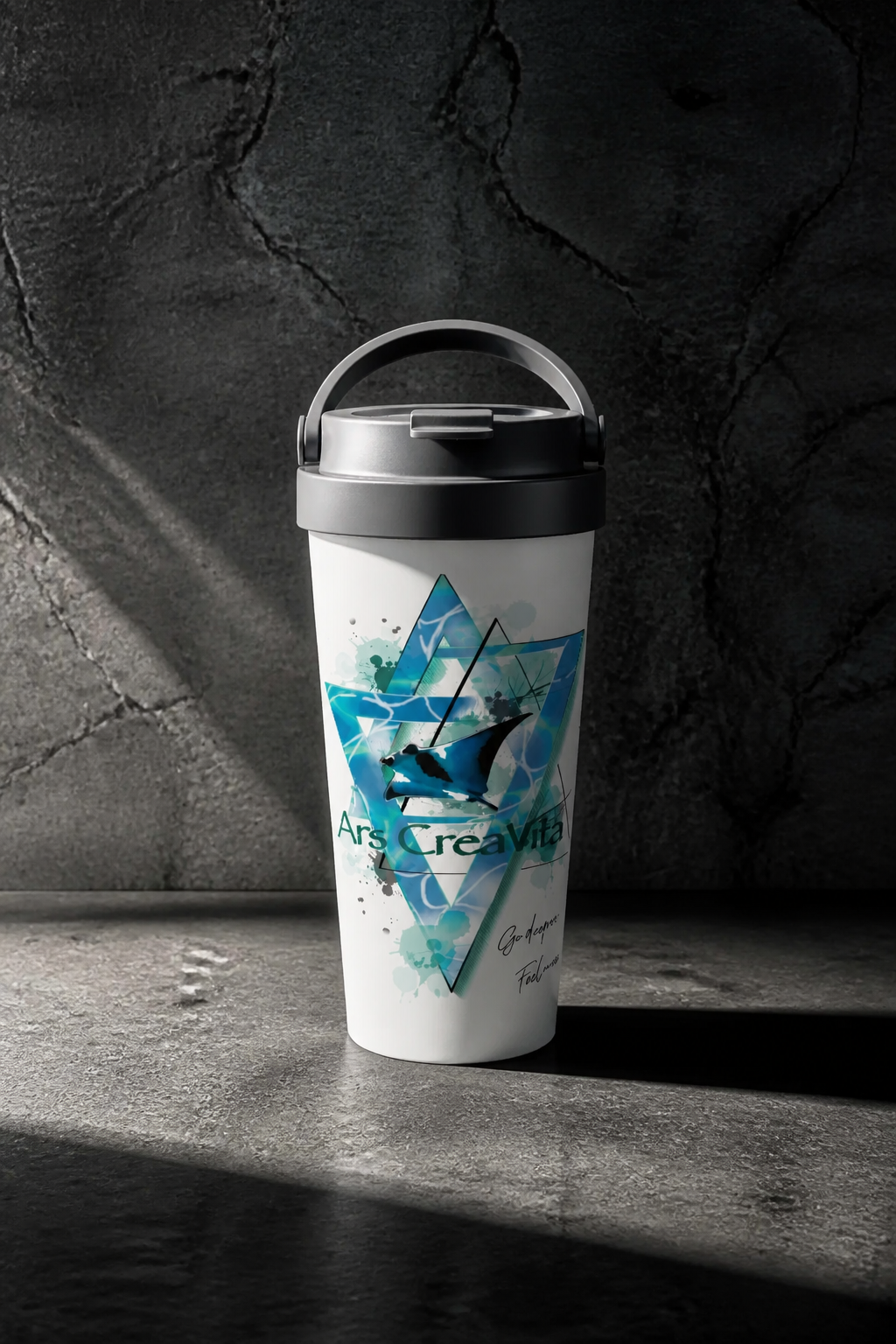 Bílý nerezový cestovní termohrnek (cca 450 ml) Manta
