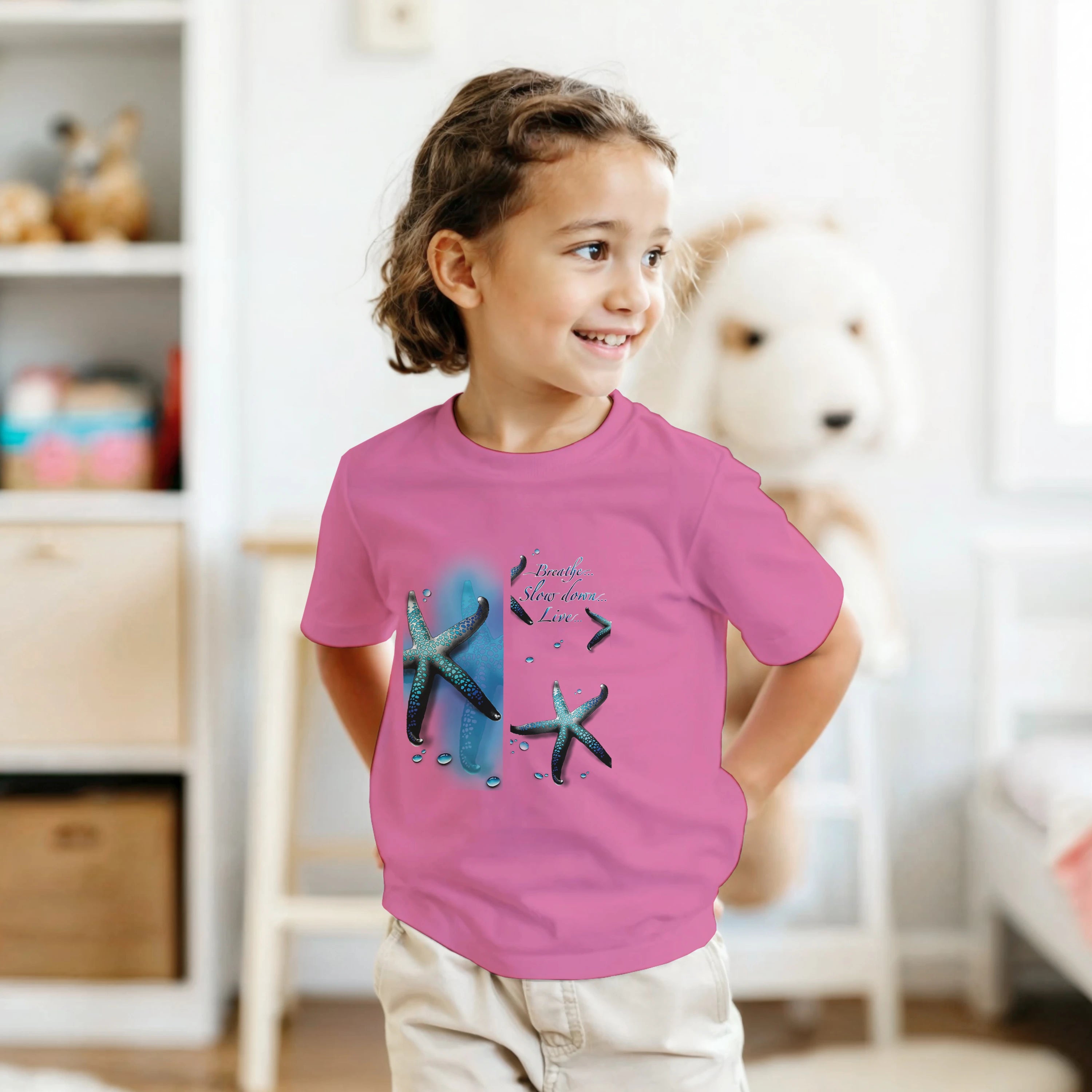 Kids T-shirt Breathe, Slow down, Live…