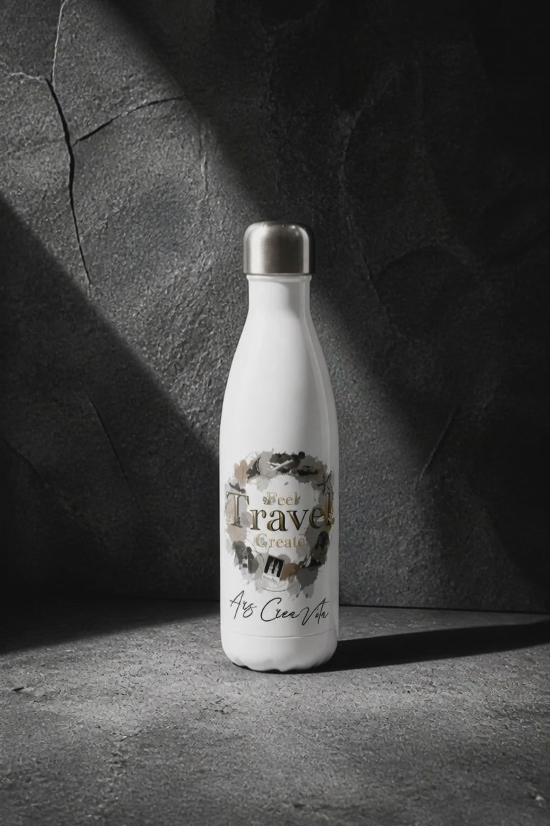 Bílá nerezová láhev na vodu (cca 500 ml) Travel